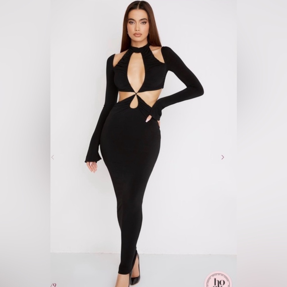 House of CB Black Long Sleeve Cut-Out Dress